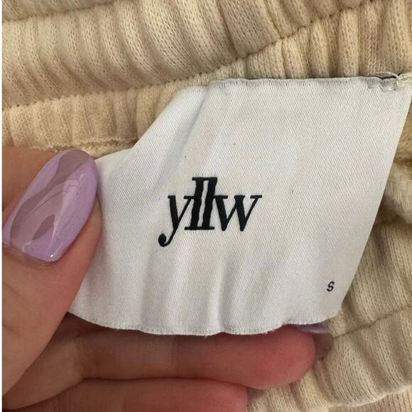 Yllw Yellow The Label Sweatpants Wide Leg Pants Terry Cotton Ivory Size Small - Picture 9 of 12